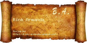 Bink Armanda névjegykártya